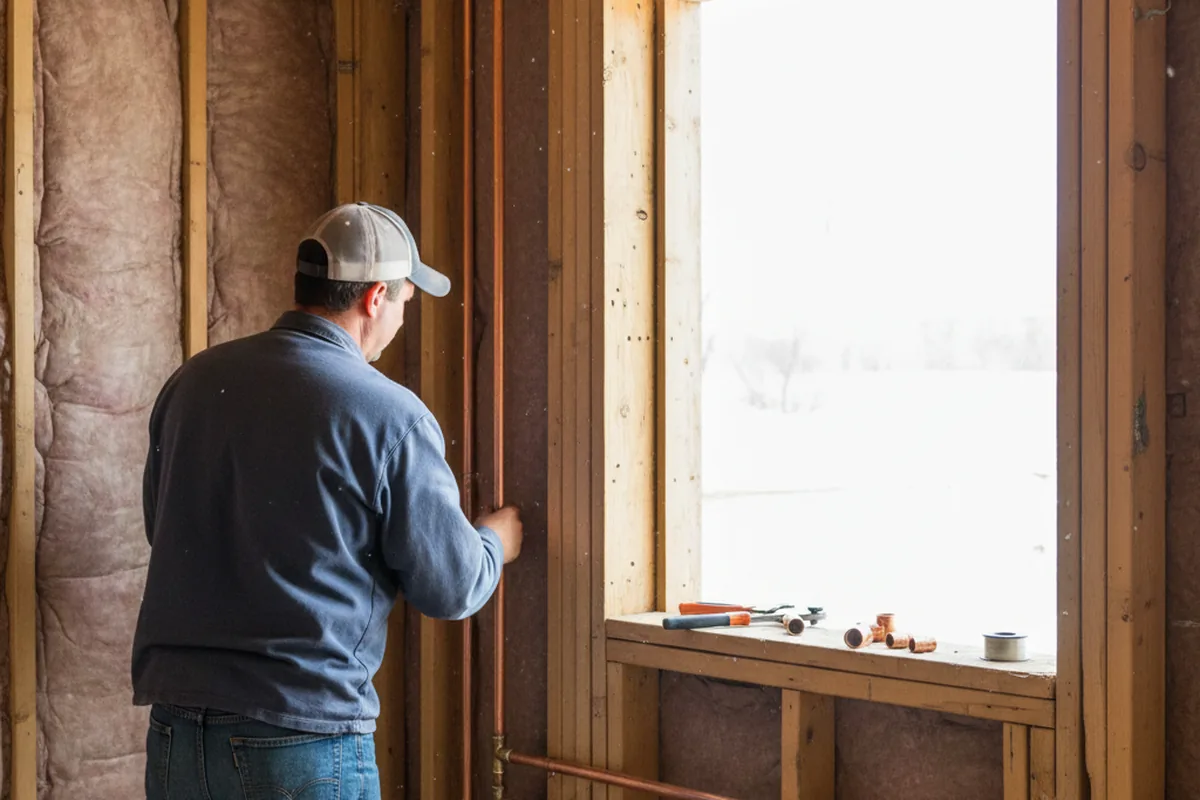 Licensed plumber running new copper supply lines in a Portlandville home