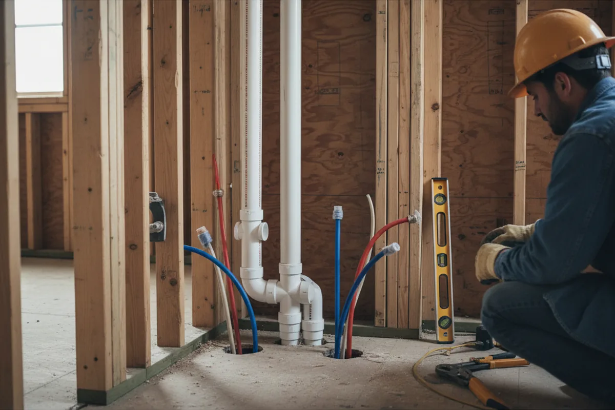 Drain and supply rough-in during Drain Cleaning in Portlandville
