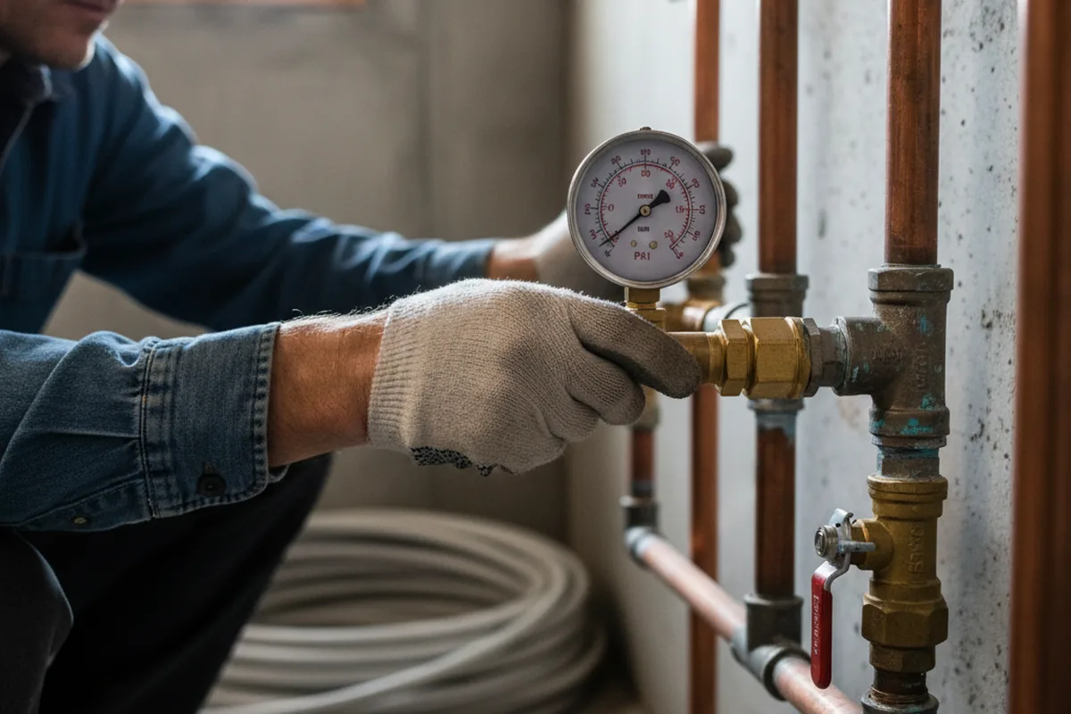 Pressure testing a repaired line during Water Line Repair in Portlandville